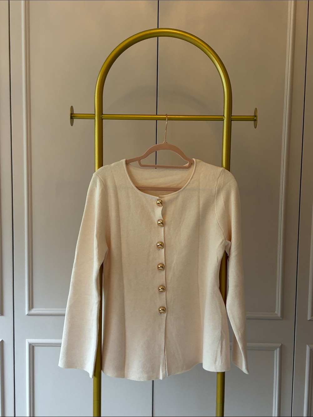 Classic Cream Button-Front Women's Top